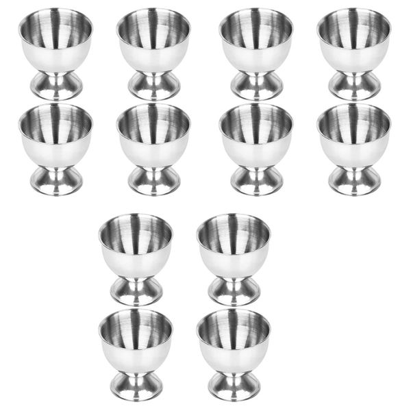 Egg Cups Set Stainless Steel Soft Tray Tool Holders Kitchen Silver