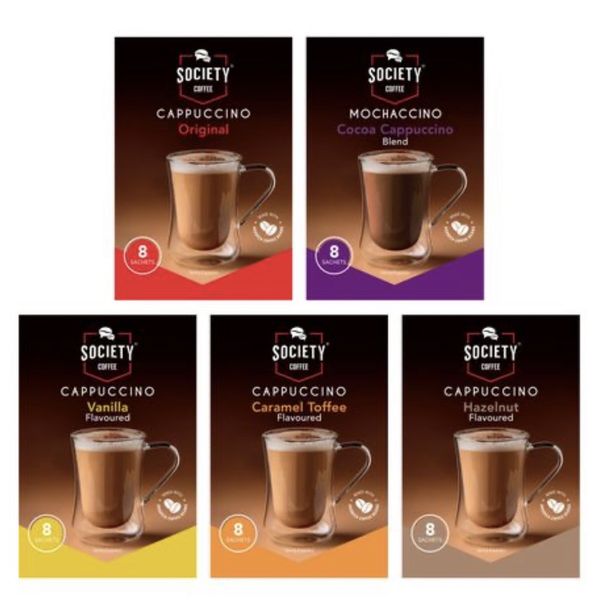 Society Bulk Cappuccino Mixed Bundle 8's x 5 - 40 Sachets