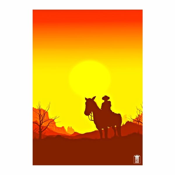 Horseman Sunset - A1 Poster