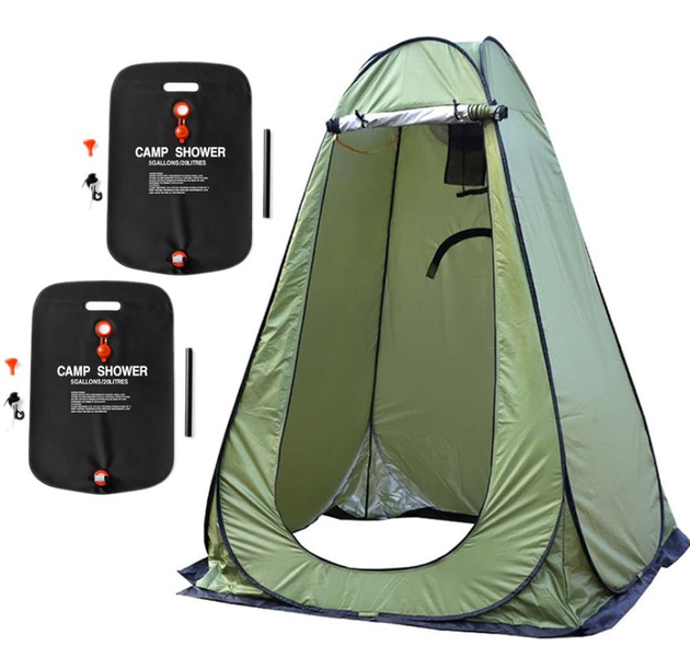 SamMag Biz Pop-Up Camping Shower Tent With 2 Sun Showers (150 x 150 x 190cm