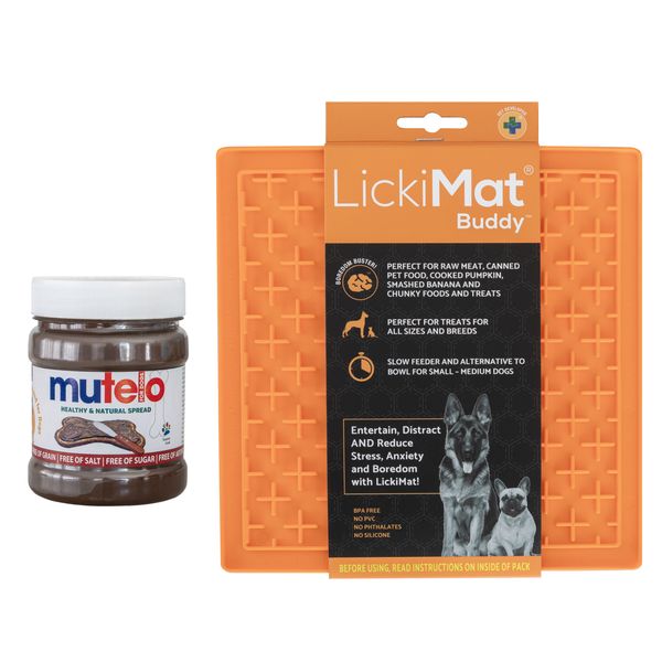 Lickimat Classic Buddy Orange plus Mutelo spread