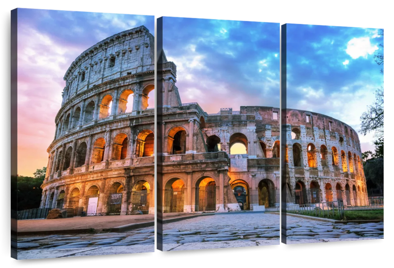 Canvas Art - Roman Colosseum 3 Piece Canvas Wall Art Living Bedroom Decor