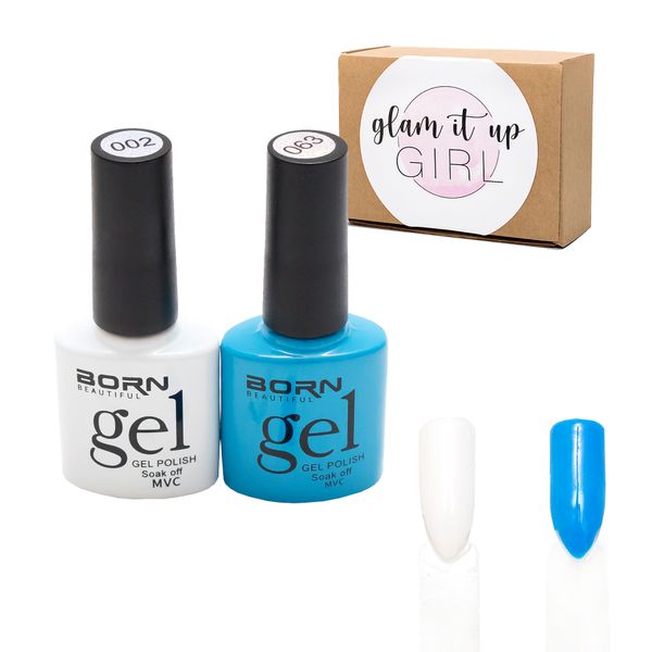 Glam it Up Girl/ High Quality UV Gel Nail Polish - Blue&amp;White set BB