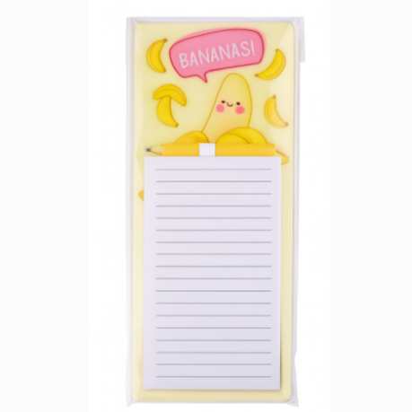 Cute Banana-Themed Magnetic Notepad with Pen Image