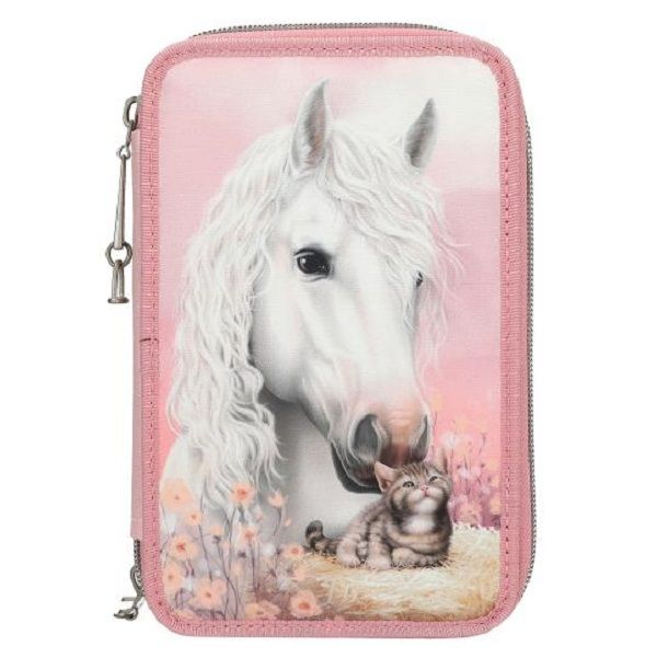 Miss Melody Triple Filled Pencil Case True (Horse &amp; Cat)