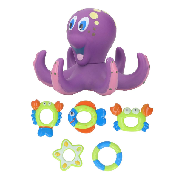 Cute octopus bathroom toy educational floating water play with five circles