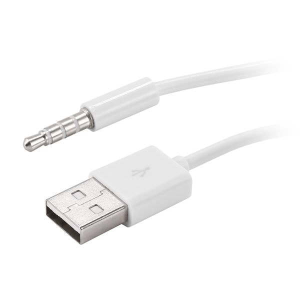 3.5mm Plug Audio AUX to USB 2.0 Adapter Charging Cable 1M White