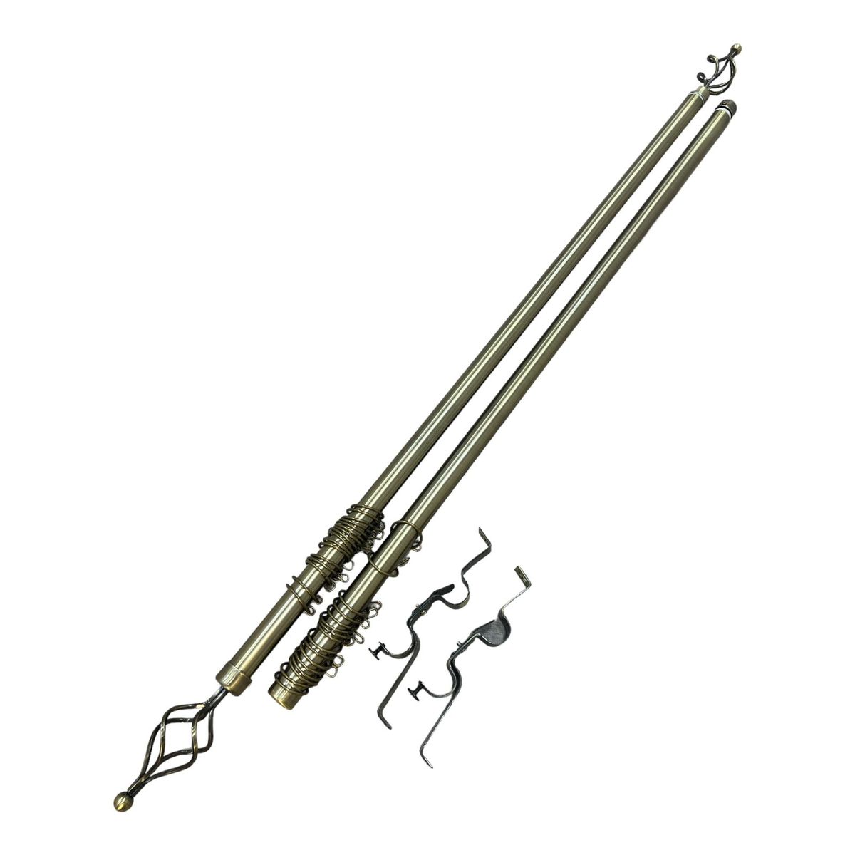 XClusive Expandable Curtain Double Rod with Twisted Cage Finial 2m