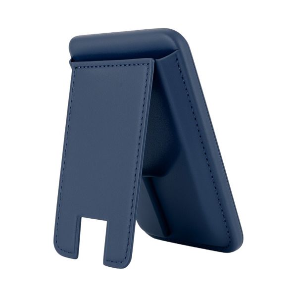 Magnetic Leather Phone Stand Wallet - Blue
