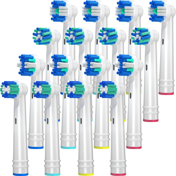 Multi-Type Brush Heads Compatible with Oral-B Rotary Toothbrushes, 16 Pack