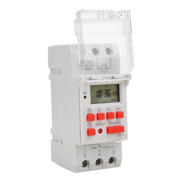 7 Day Programmable Digital Timer Switch, LCD Display, 30A 85-265V AC