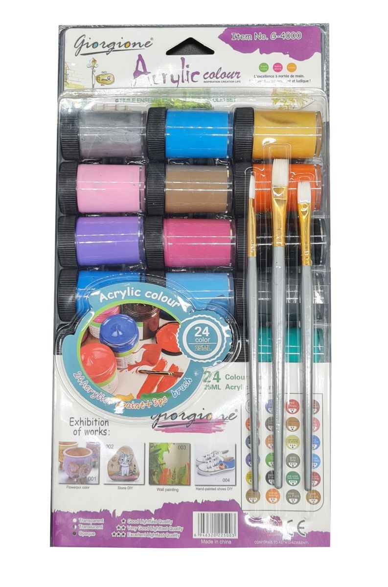 24 Color Acrylic Paint Set With Brushes Shop Today. Get it Tomorrow