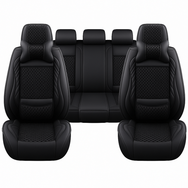 5-Seater PU Leather Seat Covers - with Headrest &amp; Lumbar Support