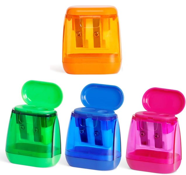 Pencil Sharpeners, Colorful Manual Protable Dual Holes Pencil Sharpener
