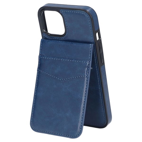 Compatible for iPhone 13 6.1in PU Leather Wallet Phone Case with Clip Blue