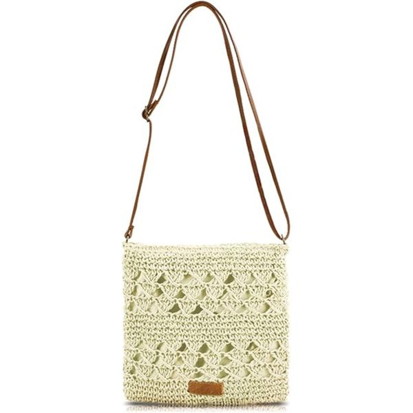 Summer Straw Bag for Women, Small Beach Crossbody Bag