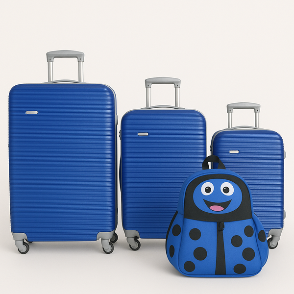 Purple 3-Piece ABS Spinner Luggage Set with Red Ladybug Kids Backpack