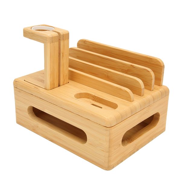 Bamboo Charging Station Compatible with Mobile Phones Tablets Smart Watches