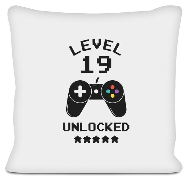 Level 19 Unlocked 19th Birthday Gamer Gaming Gift Pillow Scatter Cushion