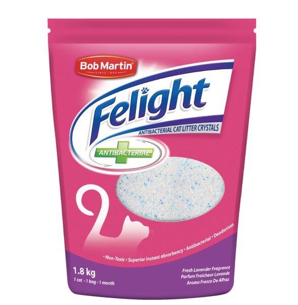 Bob Martin - Felight 1.8kg Cat Litter Crystals, Anti-Bacterial Lavender Scent
