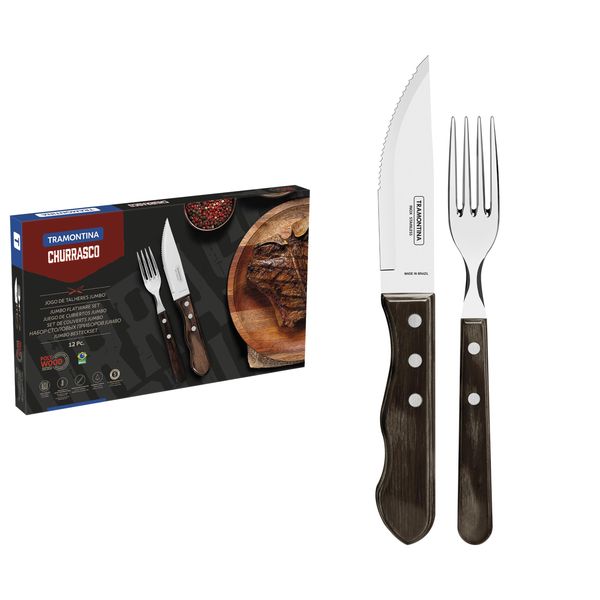 Tramontina 12 Piece Flatware Set, Polywood, Braai Range, Dishwasher Safe