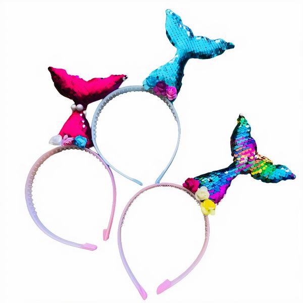 Kids Sequins Mermaid Theme Alice Bands (Set of 3) Assorted Colours