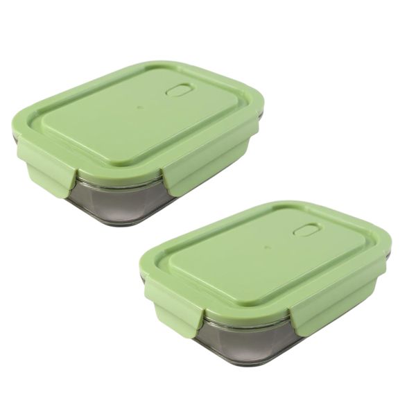 Storage Box 680ml Rectangular Glass with Lid - 2 Piece