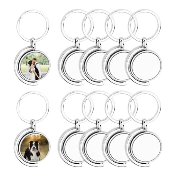 10 Pack 360 Rotating Metal Sublimation Keychain Blanks,Semicircle