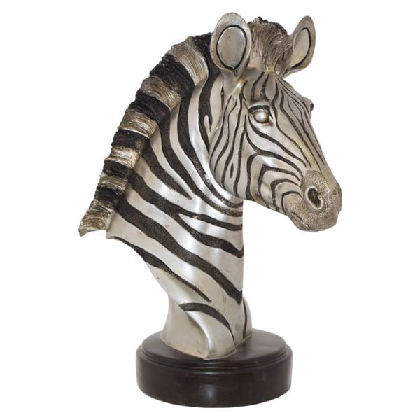 Zebra Head on Plinth Sculpture