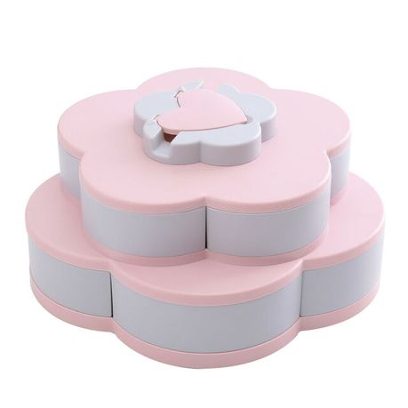 Food Storage Organizer Case Petal-Shape Rotating Two-deck Candy