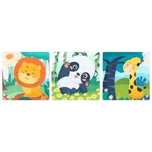 3 Piece Forest Animals Edition Educational Magnetic Puzzle- Blue