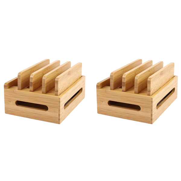 Mobile Phone Bracket Bamboo Wood Multi-Device Charging Station