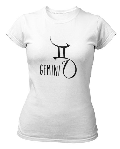 PepperSt Ladies White T-Shirt - Gemini Symbol