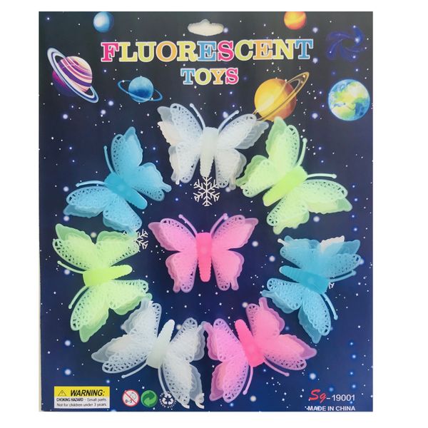 Fluorescent Colourful Glow in the Dark Butterflies (Pack of 2)