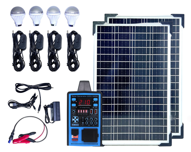 Sosolar 300w 220v Solar Lighting System With Panels Lithium-Ion/LifePo4