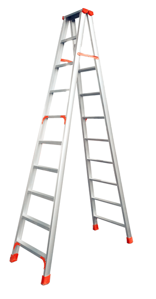 ZYS - Double Sided A Frame Step Ladder - Aluminium 10 Step Each Side - 3m