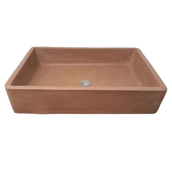 Choc Plum Large Concrete Butler Basin 605mm x 410mm x 130mm