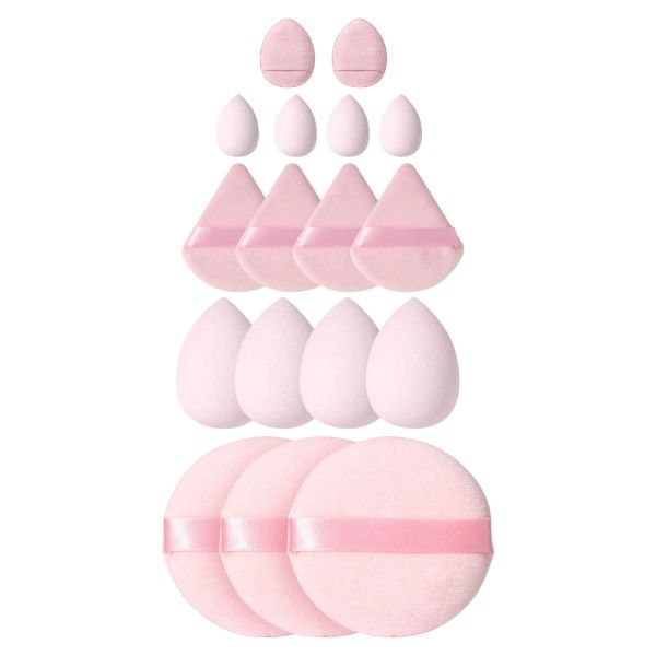 17 Piece Make Up Application Tools Set For Wet &amp; Dry Usage - Rose Pink