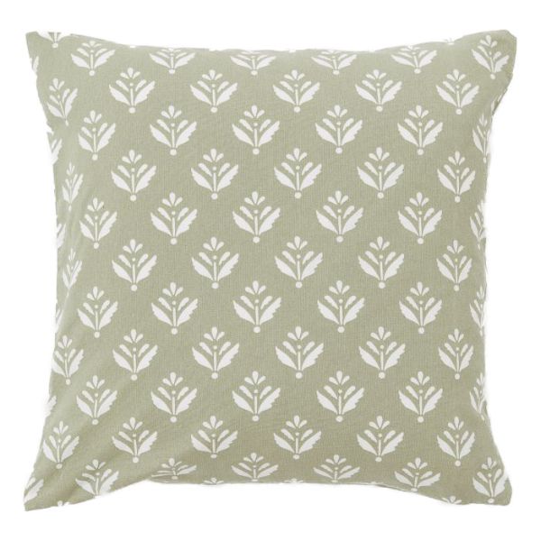 Light khaki green/white small patterned pillow/cushion (inner included)
