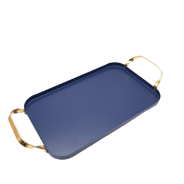 Metal Decor/Serving Tray with Golden Handles