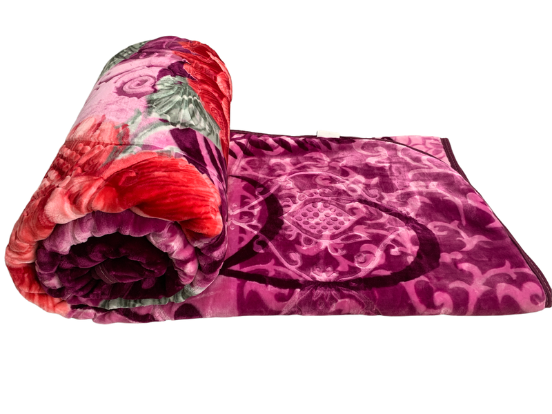 Azaz High Quality Reversible Blanket Pink with Red Rose 3kg
