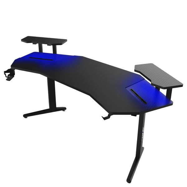 Large Desktop Gaming Desk with RGB LED Light (cupholder, headphone hook)