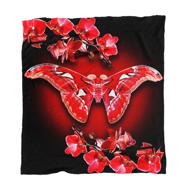 Red Forest Butterfly Light Weight Fleece Blanket image