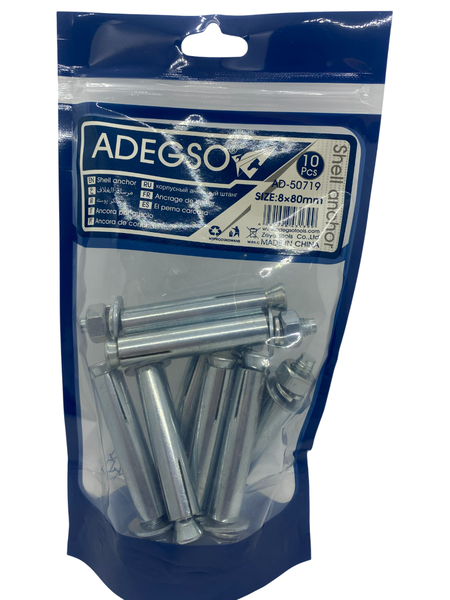 Adegso Shell Anchor Bolt 8x80mm 10pcs