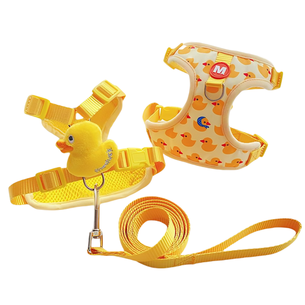 Cat Anti Loosening Yellow Duck Vest Traction Rope - Yellow M