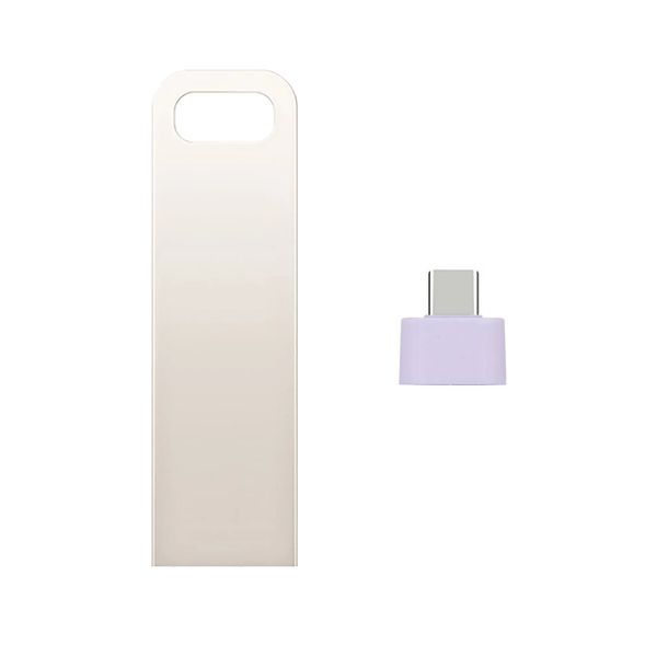 128GB Metal Mini USB Flash Drive + Type-C Adapter