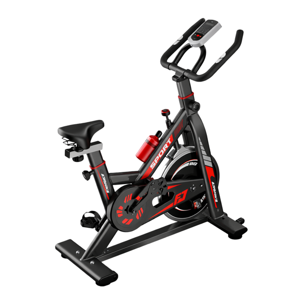 Spinning Bike - Cardio, Adjustable, Home Gym - Black/Red