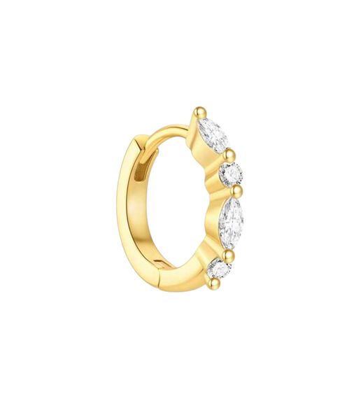 Luxury Sterling Silver CZ Huggie Hoops -6mm