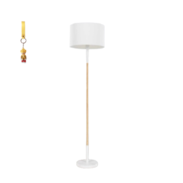 Melrose White and Wood Finish Floor Lamp