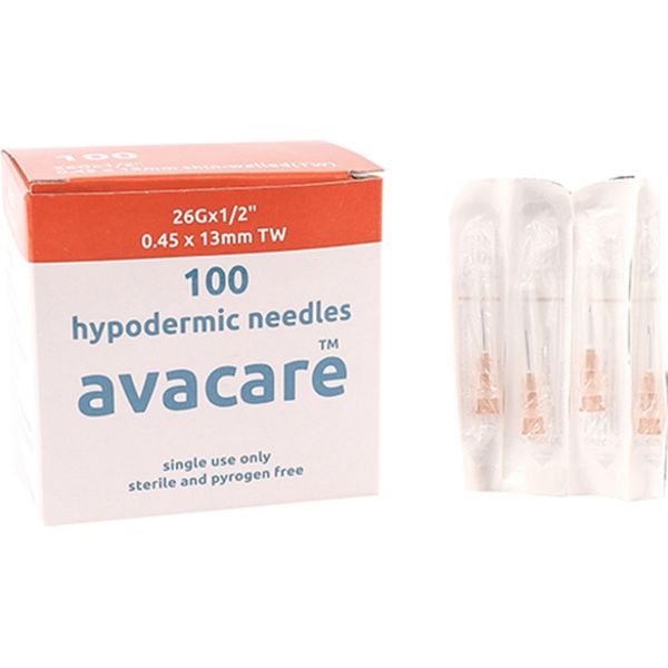 Avacare - Needle 26g x 1.3cm Brown 100's